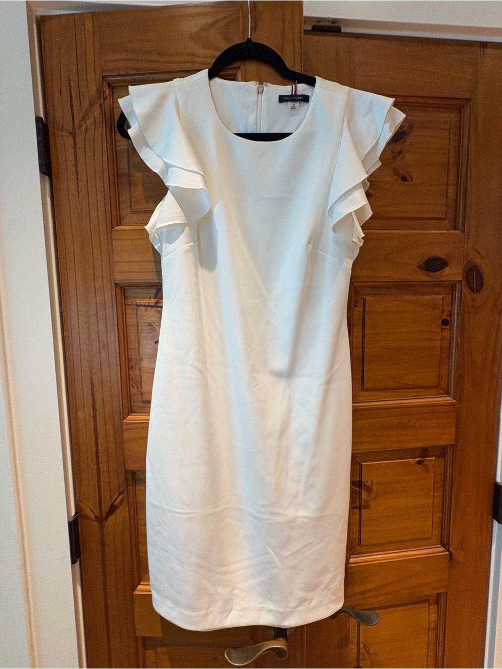 Tommy Hilfiger White Ruffle Sleeve Sheath Dress